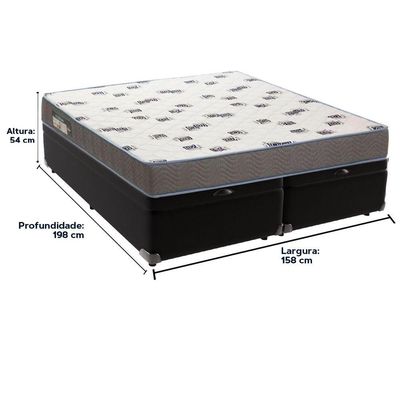 Cama Box Queen Com Bau Ortobom D33 Light Bege Preto
