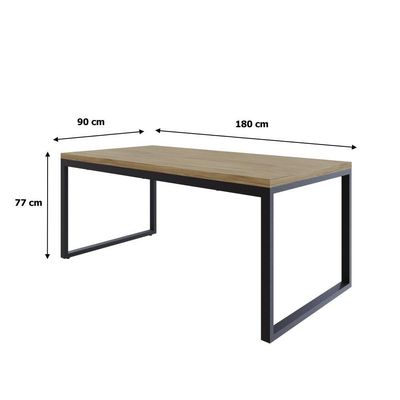 Mesa De Jantar Yon 180 X 90 X 76 Cm Vermont Oak/est.preta Vermont Oak/est.preta