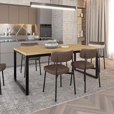 Mesa De Jantar Yon 180 X 90 X 76 Cm Vermont Oak/est.preta Vermont Oak/est.preta