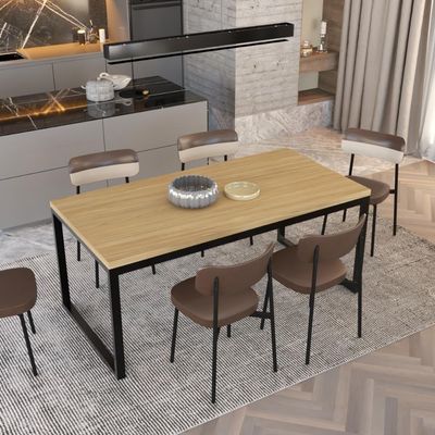 Mesa De Jantar Yon 180 X 90 X 76 Cm Vermont Oak/est.preta Vermont Oak/est.preta