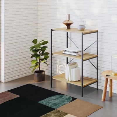 Estante C/03 Prateleiras 84x60x33cm Tub Tueh863 Lâmina Mel - Est.preta Lâmina Mel / Est.preta