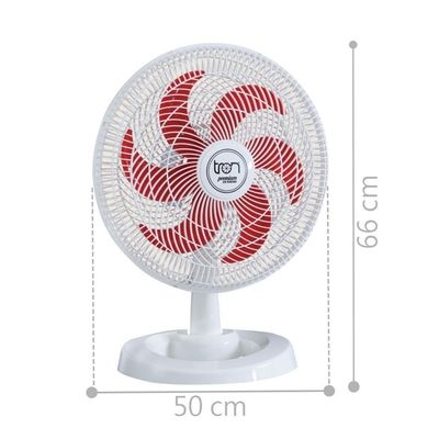 Ventilador Mesa Lorena Branco Oscilante 220V Pás Vermelha