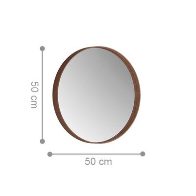 Espelho Decorativo Redondo 50 Cm Napoli Castanho