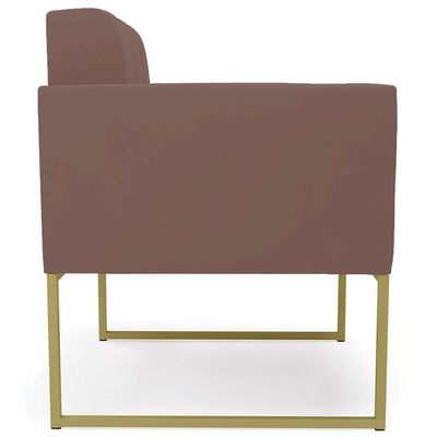 Poltrona Base Industrial Dourado Kit 2 Ana Veludo Rosê - Ibiza