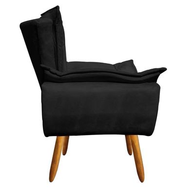 Kit 2 Poltronas Namoradeiras Pés Palito 2 Lugares Opla Suede Preto - Ibiza
