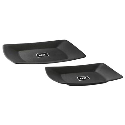 Kit 2 Pratos Plásticos 22,5 e 18,5cm Pretos Quadrados Cozinha Servir Petiscos