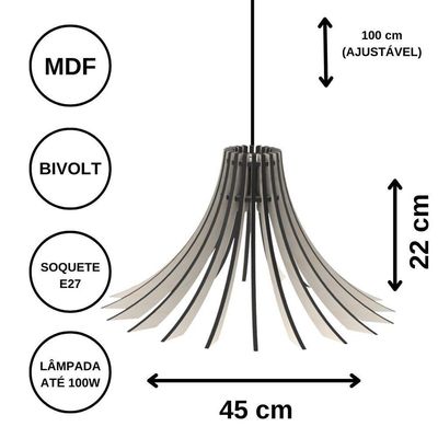 Luminária Teto Tipo Pendente Dalia Mdf - Completa Cor: Mdf Cru