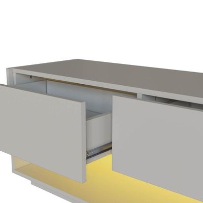 Rack para Tv até 55 Polegadas com 3 Gavetas e 1 Nicho com Iluminação em Led RGB RA8036 Mel e Arenas