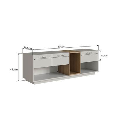 Rack para Tv até 55 Polegadas com 3 Gavetas e 1 Nicho com Iluminação em Led RGB RA8036 Mel e Arenas