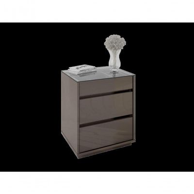 Mesa De Cabeceira 3 Gavetas Porta Itens Serena Cinza Perola
