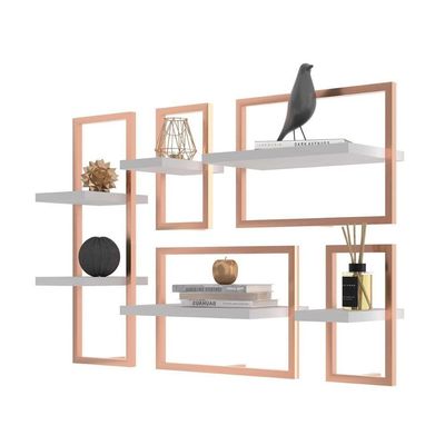 Conjunto 6 Prateleiras Industrial Branco-cobre - Pleno
