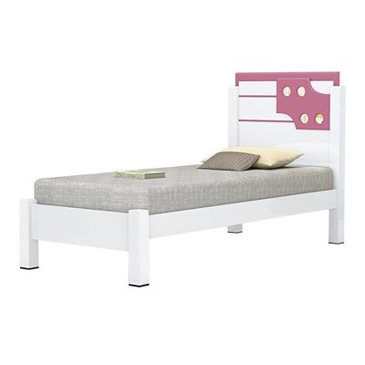 Cama Solteiro Luíza Branca Com Rosa Vitamov