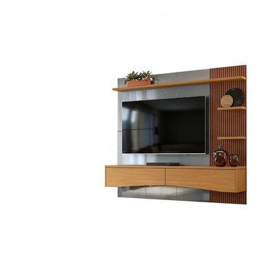Painel P- Tvs Até 65 Europa Cinza Perolizado-tauari Ripado - Lukaliam