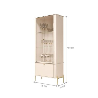 Conjunto Buffet E Cristaleira Lirio Off White Dourado