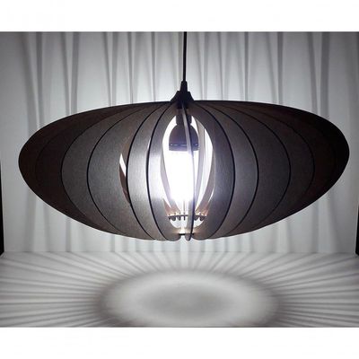 Luminária Teto Tipo Pendente Em Mdf - Completa Cor: Marrom