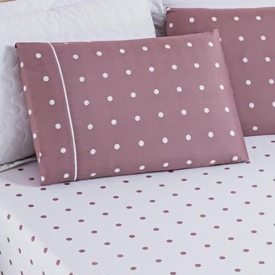 Jogo De Cama Lençol 200 Fios Petit Poá Queen 03 Peças - Rose - qualidade alta