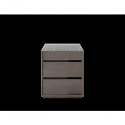 Mesa De Cabeceira 3 Gavetas Porta Itens Belize Cinza Perola