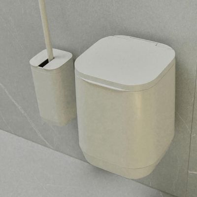 Lixeira para Banheiro 6L Aura Bege Tampa Basculante Ou Adesivo Piso Parede