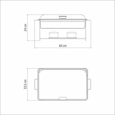 Rechaud Inox Tramontina 9,06L com Fogareiro 64x33x24cm Banho Maria Buffet