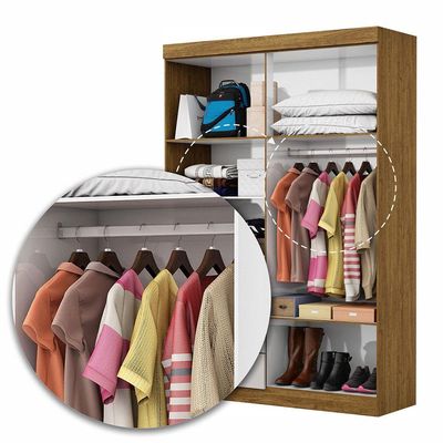 Guarda Roupa Casal Modulado 5 Portas Hercules 4 Portas 4 Gavetas Cinamomo com Off White