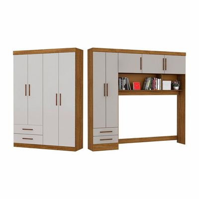 Guarda Roupa Casal Modulado 5 Portas Hercules 4 Portas 4 Gavetas Cinamomo com Off White