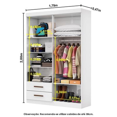 Guarda Roupa Casal Modulado 4 Portas com Cama Hercules 4 Portas e 4 Gavetas com Espelho Branco