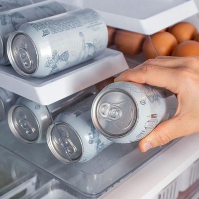 Organizador De Latas 9 Unidades Transparente E Branco Ou