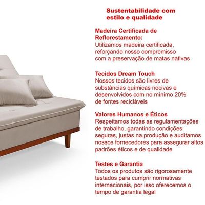 Sofá Cama Reclinável Santorini Veludo Confortável Base De Madeira Areia 162