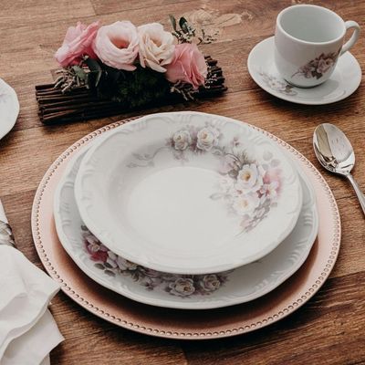 Jogo De Pratos Fundo 12 Peças Eterna Porcelana Schmidt