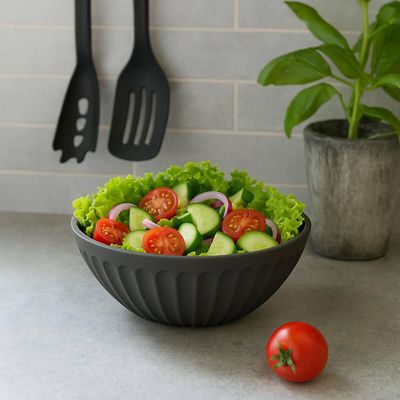 Saladeira 1L Tigela Redonda Plástica Preta 18x7,5cm Pipoca