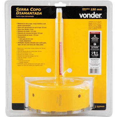 Serra Copo 150mm Diamantada Haste Vonder