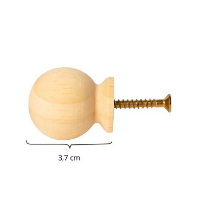 Kit 20 Puxadores de Madeira Redondos P/ Móveis Gavetas Armários Modelo Bola