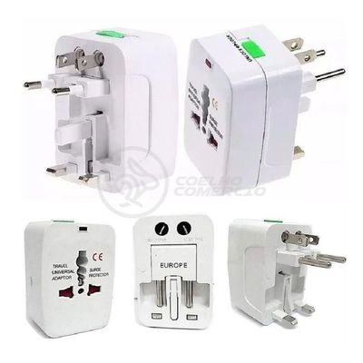Adaptador Tomada Universal Padrão 150 Países Uk Europa Eua Asia Viagem Bivolt 110/220 Bivolt Aio