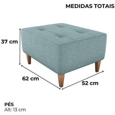 Puff Para Sala 62 Cm Piva Tecido Boucle F495 Azul Milani Store Azul