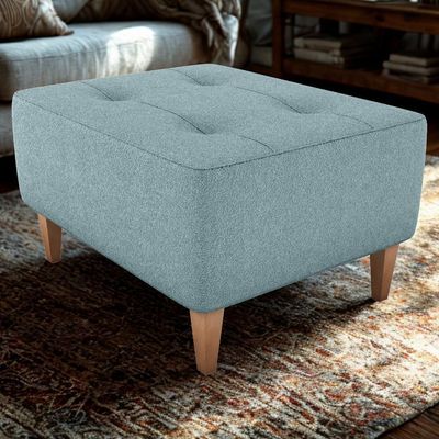 Puff Para Sala 62 Cm Piva Tecido Boucle F495 Azul Milani Store Azul