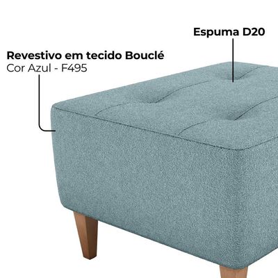 Puff Para Sala 62 Cm Piva Tecido Boucle F495 Azul Milani Store Azul