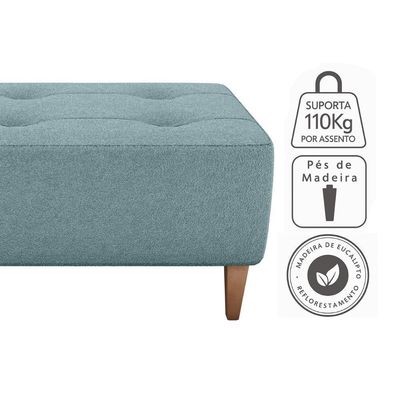 Puff Para Sala 62 Cm Piva Tecido Boucle F495 Azul Milani Store Azul
