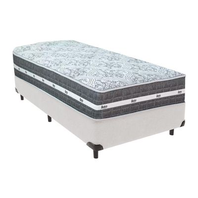Cama Box Branco E Colchão Black Graphite Molas Ensacadas Solteiro 88x188x32
