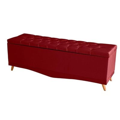Kit Cabeceira De Cama Box E Calçadeira Baú Madri King 195 Cm Suede Vermelho Do Lar Móveis E Decoração