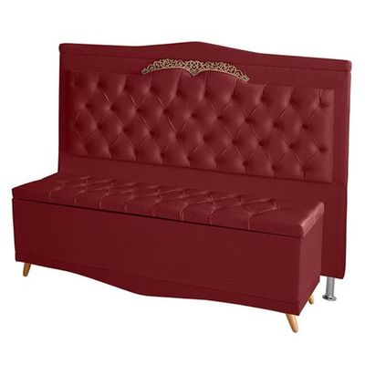 Kit Cabeceira De Cama Box E Calçadeira Baú Madri King 195 Cm Suede Vermelho Do Lar Móveis E Decoração