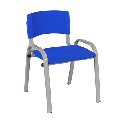 Kit 9 Cadeira Iso Infantil Creche, Escola Base Cinza Azul