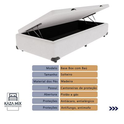 Conjunto Solteiro Cama Bege Box Colchão Extra Firme Ortobom Branco