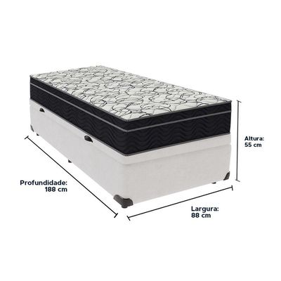 Conjunto Solteiro Cama Bege Box Colchão Extra Firme Ortobom Branco