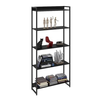 Estante Dynamica 80x30x187cm C/05 Prateleiras Preto ônix / Est.preta Preto ônix / Est.preta