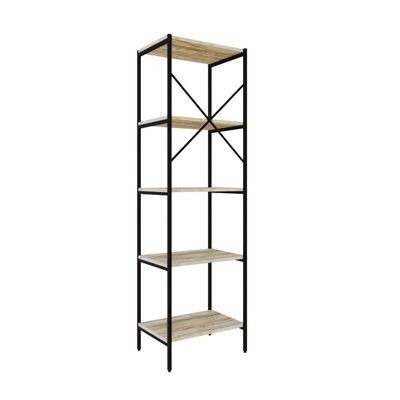 Estante C/05 Prateleiras 152x45x33cm Tub Tueh1545 Carvalho - Est.preta Carvalho / Est.preta