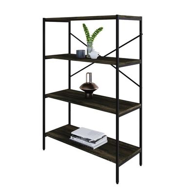 Estante C/04 Prateleiras 118x80x33cm Tub Tueh1184 Carvalho Dark - Est.preta Carvalho Dark / Est.preta