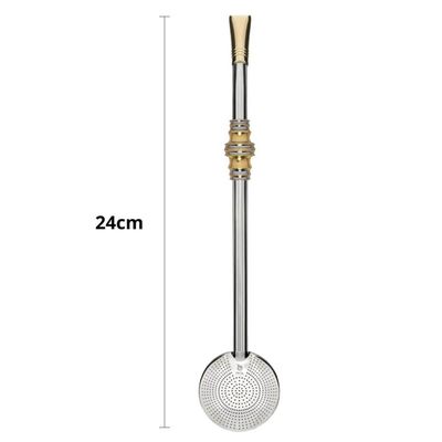 Bomba de Chimarrão Inox 24cm com Anel Trabalhado Bojo Mil Furos Escovinha Bortonaggio