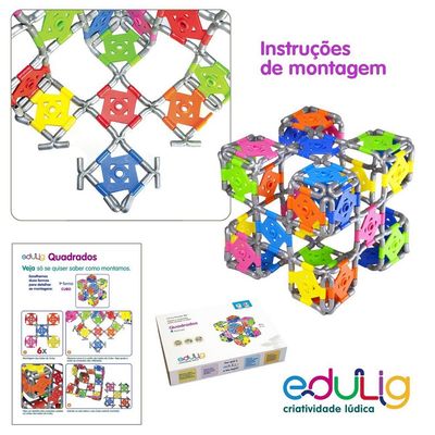 Quebra-cabeça Edulig Puzzle 3D Quadrados 4 formas - VCRPSCHG4 - Edulig