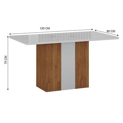 Mesa De Jantar Doha 120x80 Reto Freijó Decor Off White – Leifer Móveis