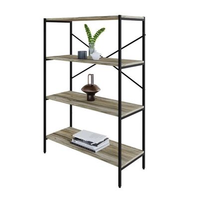 Estante C/04 Prateleiras 118x80x33cm Tub Tueh1184 Carvalho - Est.preta Carvalho / Est.preta